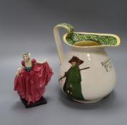 A Doulton figure 'Delight' and a Doulton Seriesware character jug height 20cm (jug)