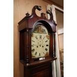 An early 19th century oak longcase clock (in need of restoration) H.212cm