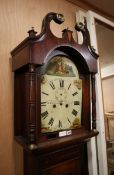 An early 19th century oak longcase clock (in need of restoration) H.212cm