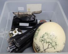 An ostrich egg and mixed collectibles