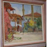 Eugeni Luchenko (b.1914), oil on canvas, 'Bakhchesarai, Crimea', Roy Miles Gallery label verso, 33 x