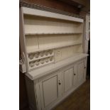 A Victorian white painted pine dresser W.200cm