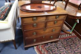 A small George III mahogany chest, fitted four short and two long drawers W.82cm