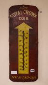 A vintage Royal Crown Cola enamelled tin thermometer