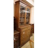 An oak secretaire bookcase W.98cm