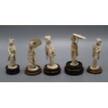 Five early 20th century Japanese carved ivory figures