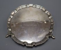 A George V small silver card tray, London, 1924, 15.4cm, 6.5 oz.