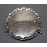 A George V small silver card tray, London, 1924, 15.4cm, 6.5 oz.