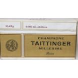 A box of six bottles of Tattinger 1/1 Brut Millesime, 1990 champagne