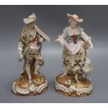 A pair of Continental porcelain figures height 28cm (a.f.)