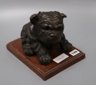 A bronze model of a bulldog