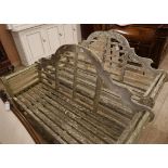 A pair of Lutyens style teak garden benches W170cm