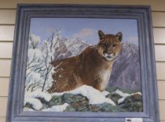 David Stribbling, oil on canvas, Study of a mountain lion, signed, 50 x 60cm