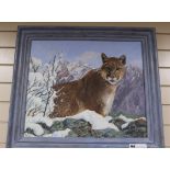 David Stribbling, oil on canvas, Study of a mountain lion, signed, 50 x 60cm