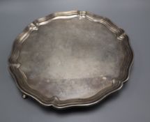 A George V shaped circular silver salver, Hawksworth, Eyre & Co Ltd, Sheffield, 1929, 30.7cm, 29