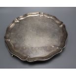 A George V shaped circular silver salver, Hawksworth, Eyre & Co Ltd, Sheffield, 1929, 30.7cm, 29