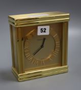 A brass mantel timepiece retailed by Tiffany and Co. height 16cm