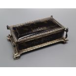 A George V silver and tortoiseshell mounted rectangular jewellery casket by Charles & Richard