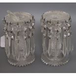 A pair of Victorian glass lustres height 16cm