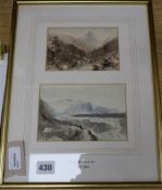 Philip Mitchell (1814-1846), Mountain landscapes (two in one frame), watercolour, ink and wash