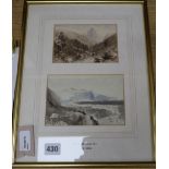 Philip Mitchell (1814-1846), Mountain landscapes (two in one frame), watercolour, ink and wash