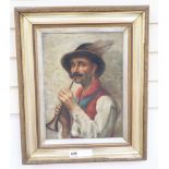 R. Webb, oil on canvas board, Italian piper, signed, 37 x 27cm