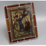 A German rectangular stained glass panel height 27cm