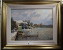 Clive Kidder, oil on canvas, Closed Pavilions, Henley on Thames, signed, 44 x 59cm