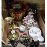 A quantity of Masons, Doulton vases and mixed ceramics etc.