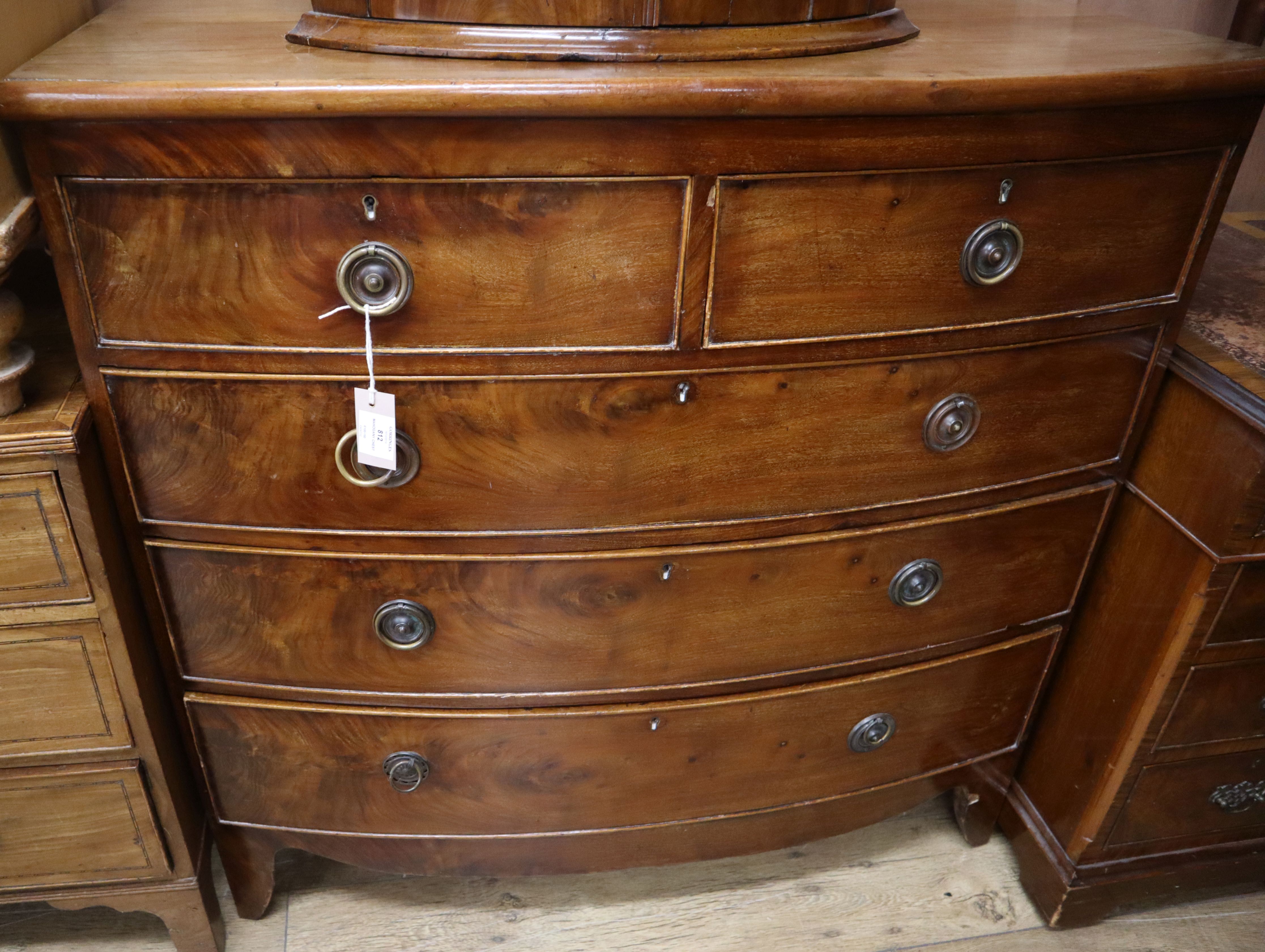 A Regency mahogany bow front chest W.104cm