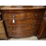 A Regency mahogany bow front chest W.104cm