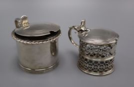 A George III pierced silver mustard pot(no liner), Samuel Meriton II, London, 1772 and a William