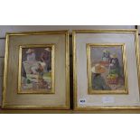 T. Galan Ulla, pair of oils on board, Malaysian vegetable sellers, signed, 21 x 15cm