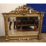 A 19th century giltwood and gesso overmantel mirror W.116cm