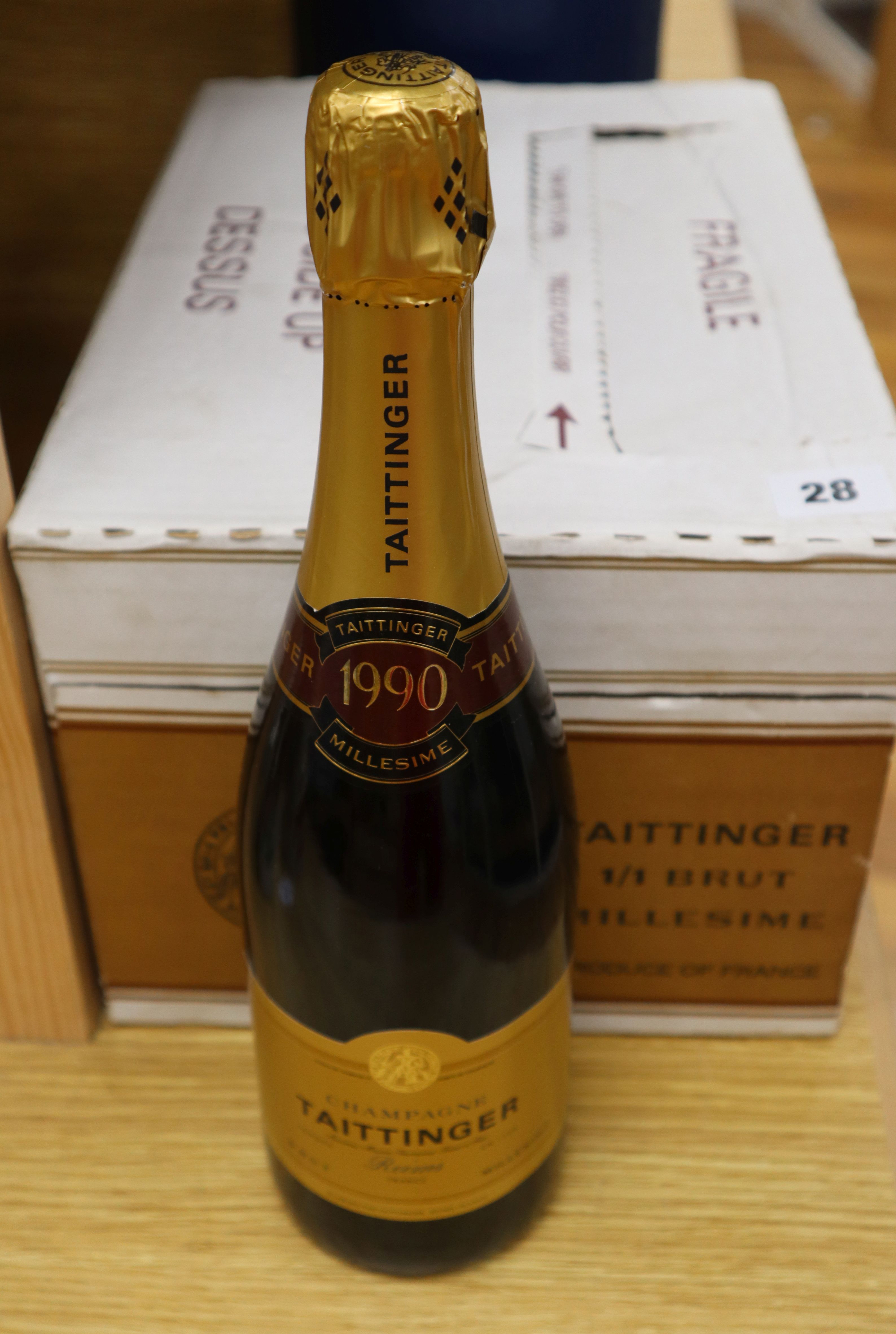 A box of six bottles of Tattinger 1/1 Brut Millesime, 1990 champagne - Image 2 of 2