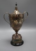 A George V two handled silver trophy cup & cover, William Hutton & Sons Ltd, London, 1932/33, with