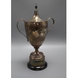 A George V two handled silver trophy cup & cover, William Hutton & Sons Ltd, London, 1932/33, with