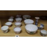 A collection of 19th century and later porcelain tea bowls, etc.