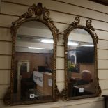 A pair of Victorian giltwood and gesso wall mirrors H.74cm