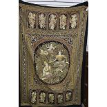 A Burmese large Kalaga sequinned wall hanging, profusely decorated with deities and dragons in