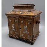 A Victorian mother of pearl inlaid rosewood jewellery cabinet