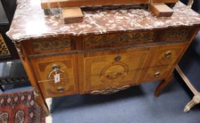 A pair of Louis XVI style marble top commodes W.110cm