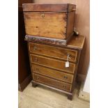 A Georgian style banded mahogany chest of four drawers, W.63cm together with a small Victorian