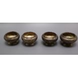 A set of four American sterling circular pedestal salts, height 5cm, 15 oz.