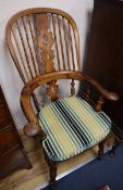 A Victorian ash and elm Windsor armchair