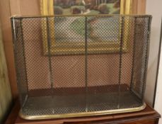 A Victorian brass and mesh fire guard W.84cm