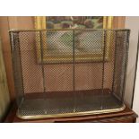 A Victorian brass and mesh fire guard W.84cm