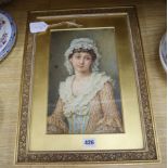 Agnes R Nicholl, watercolour, "Clarissa", signed, with artist label verso, 30 x 19cm