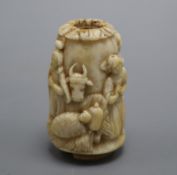 A 17th/18th century carved ivory continental handle/finial