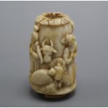 A 17th/18th century carved ivory continental handle/finial